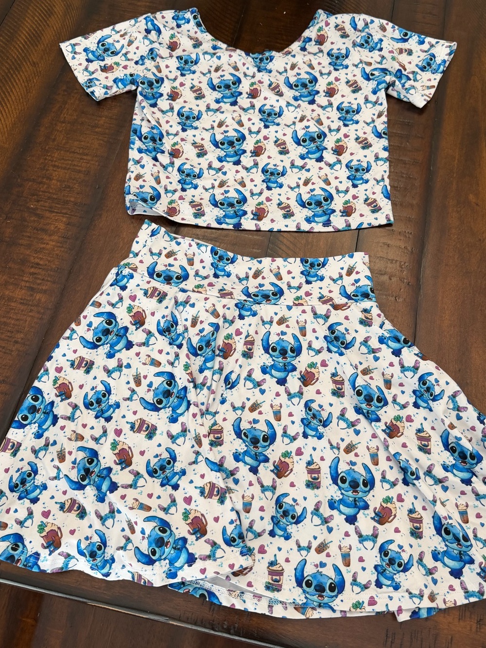 Disney Stitch Blue & White Two-Piece Matching skort set size 10